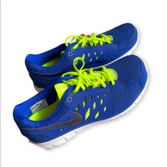 NIKE FLEX 2013 RUN Blue/Neon Sz10 W - Picture 2 of 10